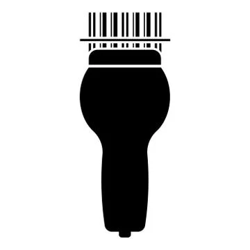 Scanning barcode with hand scanner icon black color vector illustration flat  Stock Illustration