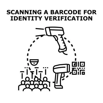 Scanning barcode for identity verification and access control 스톡 일러스트