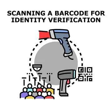 Scanning barcode for identity verification and access control Stock Illustration