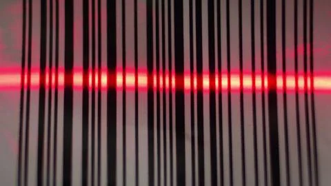 Scanning Barcode with Red Laser Barcode Scanner Stock-Fotos