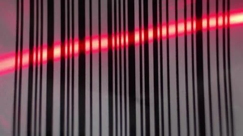 Scanning Barcode with Red Laser Barcode Scanner Stock-Fotos