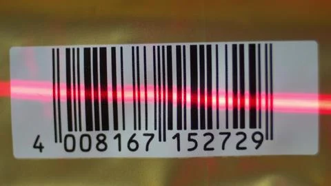 Scanning Barcode with Red Laser Barcode Scanner Stock-Fotos