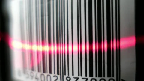 Scanning Barcode With Red Laser Scanner Stock-Fotos