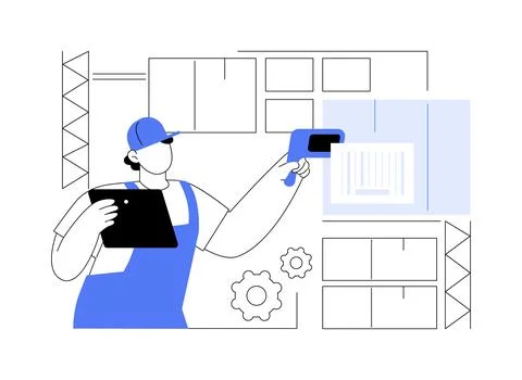 Scanning barcodes isolated cartoon vector illustrations. Ilustración de archivo
