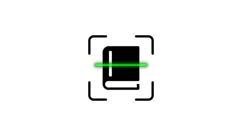 Scanning book icon with green laser light motion graphic. Stock Footage 346498232