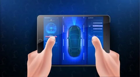 Scanning Car, Analysis and Diagnostics Vehicle, HUD, GUI, UI Element, Selection Stock Illustration
