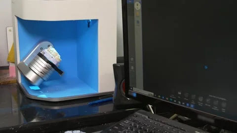 Scanning of casts on a 3D scanner for the manufacture of dentures. Stock Footage 256580180