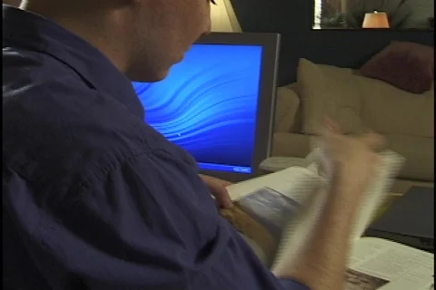 Scanning Documents in Home Office Stock Footage 298295