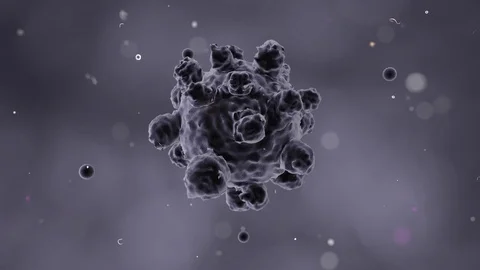 Scanning electron microscope image of the measels virus - Virus 005 HD, 4K Stock Footage 74489842