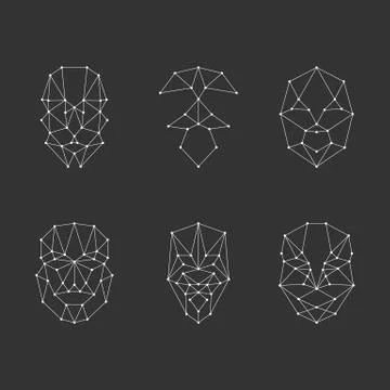 Scanning grid for face recognition. Set face recognition. 写真素材