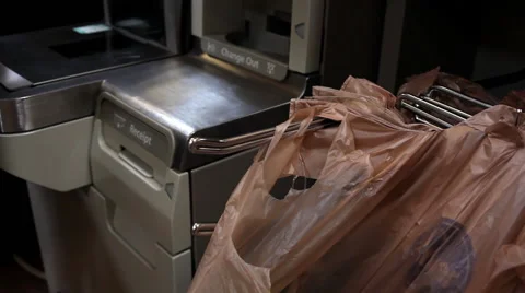 Scanning groceries Stock Footage 55874544