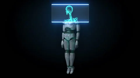 Scanning human skeletal structure inside Robot. bio technology. Stock Footage