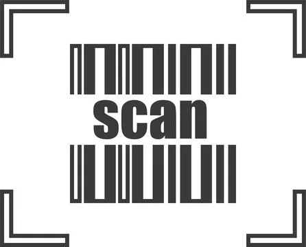 Scanning icon, Bar code scan black and white Stock Illustration