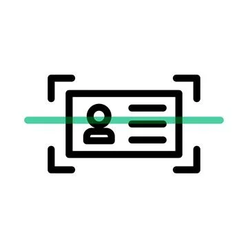 Scanning icon of an identification card. Vector. Stock Illustration