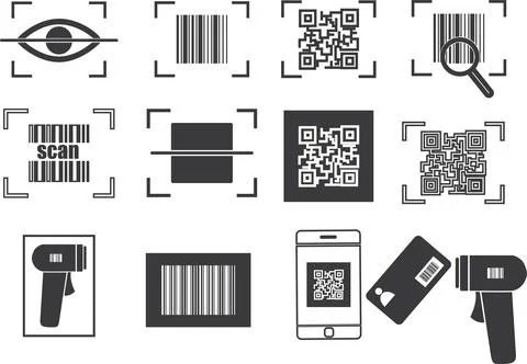 Scanning icon set イラスト素材