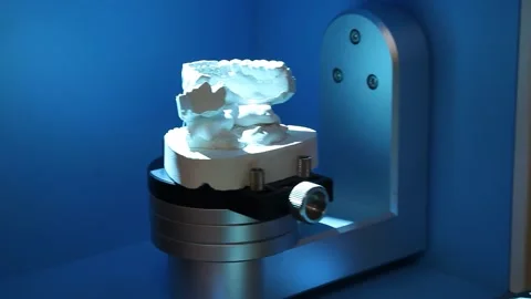 Scanning of the impression of the teeth for further printing on the printer. Stock Footage 245609844