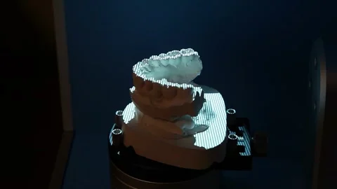 Scanning of the impression of the teeth for further printing on the printer. Video stock 245610058