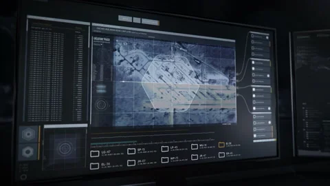 Scanning Live Map Of Air Base In Iraq In Computer Software To Define Location Stock Footage 152817119