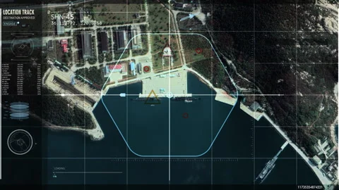 Scanning Map Of China To Find Naval Base And Set Live Surveillance Over It Vídeo Stock 248536616