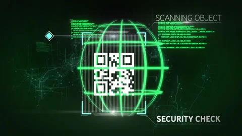 Scanning object animation over QR code and security check text Stock Footage 305292703