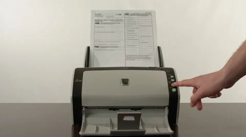 Scanning Papers White Screen Stock Footage 49135609