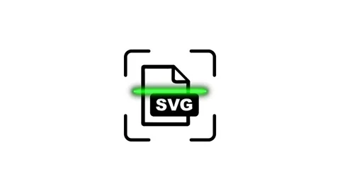Scanning process of digital svg file format icon with green laser animation.. Stock Footage 346498712