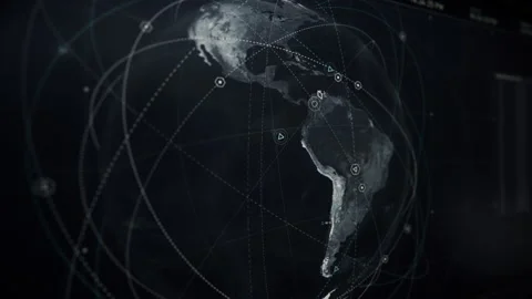 Scanning the projection of a planet on the screen seeking unprotected satellites Stock Footage 198871561