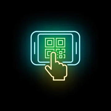 Scanning qr code glowing on mobile screen イラスト素材