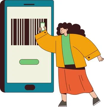 Scanning QR Code Illustration - Digital Payment** Stock Illustration