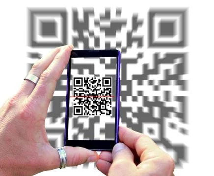 Scanning QR code with mobile phone. Foto stock
