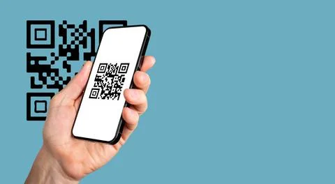 Scanning QR code with mobile phone app. QRcode scanner on smartphone screen.. Stock-Fotos