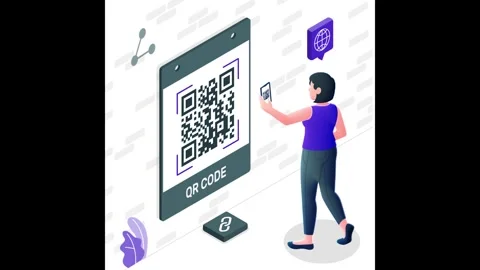 Scanning QR-Code with mobile phone,pays with qr code, contactless payment Stock Footage 293551481