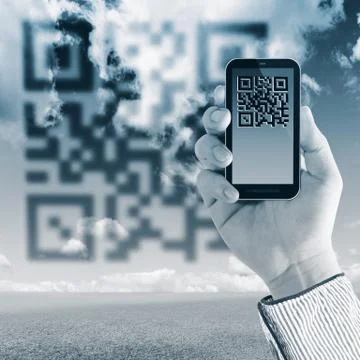 Scanning qr code with mobile smart phone Stock Illustration