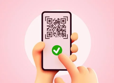 Scanning QR code with mobile smart phone. Qr code payment, E wallet , cashless Stockillustratie