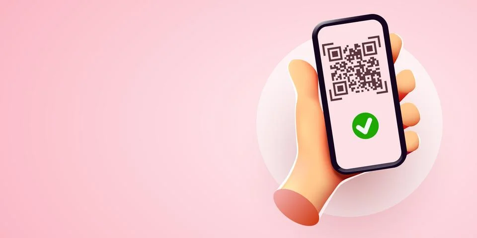 Scanning QR code with mobile smart phone. Qr code payment, E wallet , cashless 스톡 일러스트