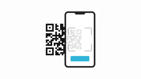 Scanning a QR code to pay on a smartphone animation Stock Footage 243427138