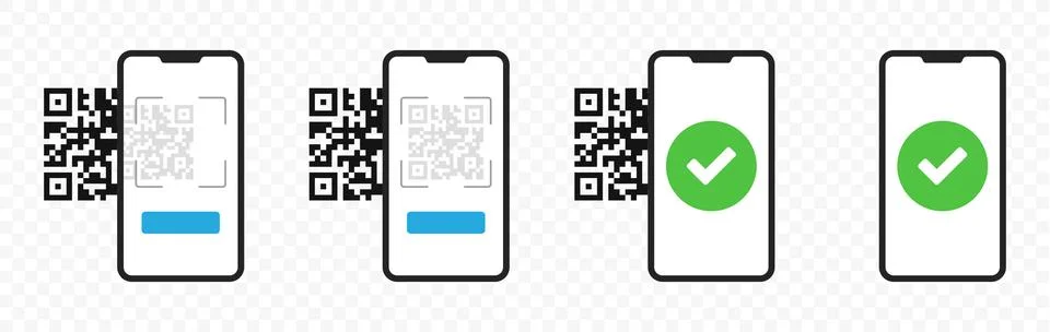 Scanning a QR code to pay on a smartphone vector design Stock Illustration