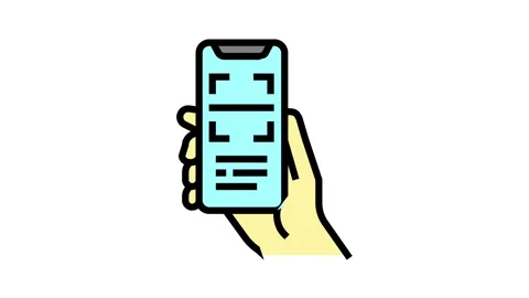 Scanning qr code phone app color icon animation Stock Footage 157262791