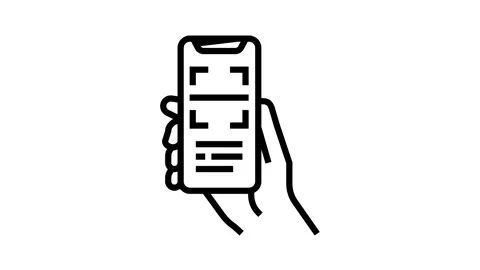 Scanning qr code phone app line icon animation Stock Footage 157264661