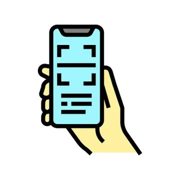 Scanning qr code phone app color icon vector illustration 스톡 일러스트
