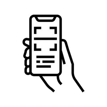 Scanning qr code phone app line icon vector illustration Illustrazione stock