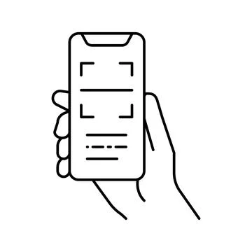 Scanning qr code phone app line icon vector isolated illustration Illustrazione stock