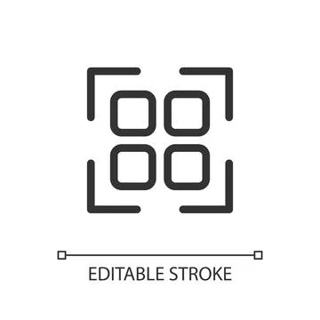 Scanning qr code pixel perfect linear ui icon 스톡 일러스트