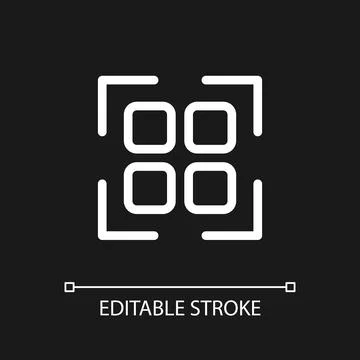 Scanning qr code pixel perfect white linear ui icon for dark theme 스톡 일러스트