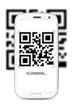 Scanning QR code scanning QR code modern touch screen smartphone isolated ... 스톡 사진
