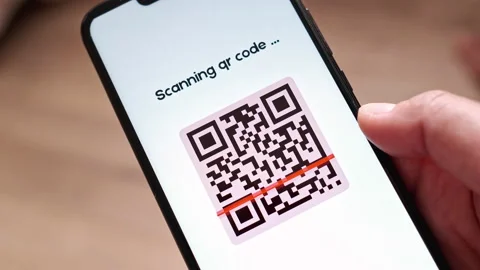 Scanning QR Code by Smartphone, Bar Code Reader Using Application on Smartphone Stock Footage 197562634
