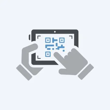 Scanning qr code with tablet Illustrazione stock