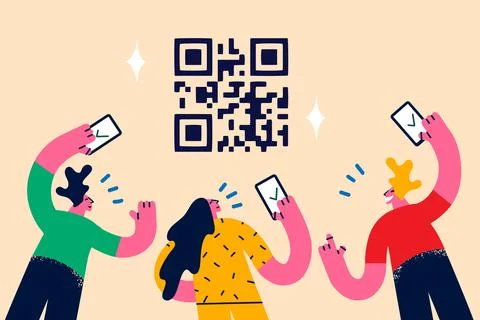 Scanning qr codes and technologies concept Stock Illustration