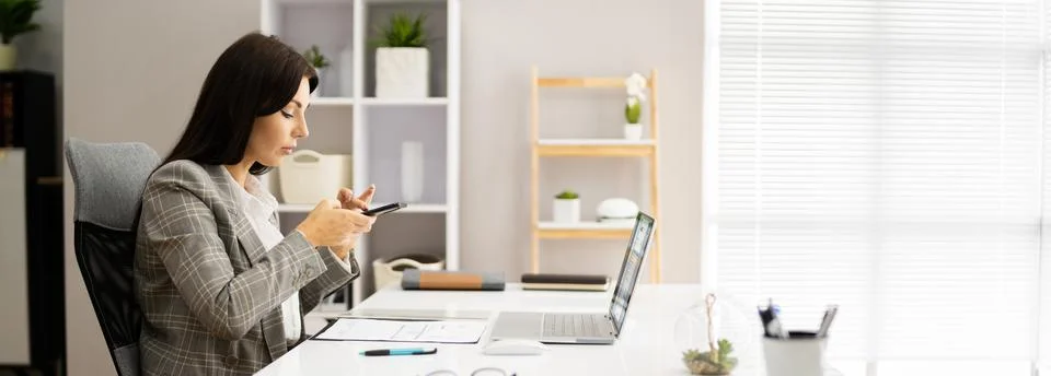 Scanning Remote Deposit Check Document Using Phone Stock Photos