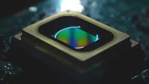 A scanning ring passes in video matrix located on the printed circuit board Stock Footage 313156309